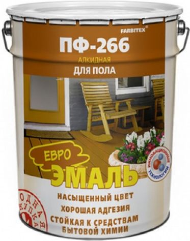 Эмаль ПФ-266 Farbitex, красно-коричневая, 10 кг* купить в СОМ