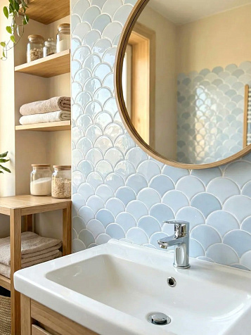 Плитка самоклеящаяся Wowdecor YJC0309, рыбий хвост голубой, 300х300 мм, 4шт. в упак. купить в СОМ