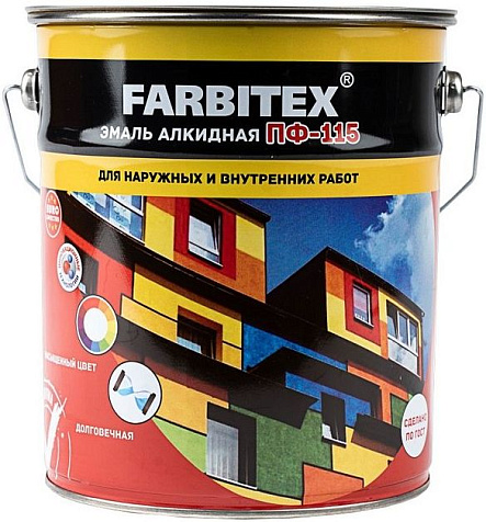 Эмаль ПФ-115 Farbitex, желтая, 5 кг купить в СОМ