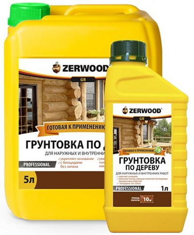 Грунтовка акриловая Zerwood GR, для дерева, 5 л купить в СОМ