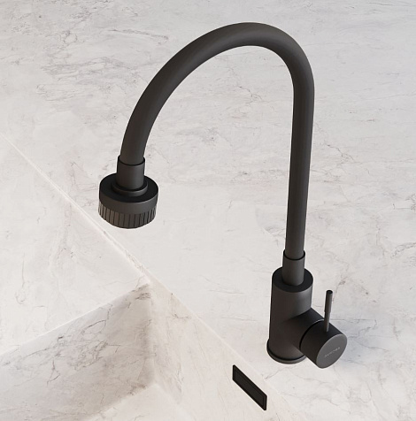 Смеситель для мойки Avrora Kitchen AV9001B, латунь, черный купить в СОМ