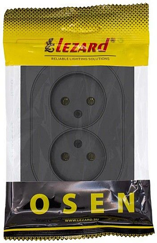 Механизм розетки  LEZARD OSEN Осень 2 гнезда, без заземления, черный бархат купить в СОМ
