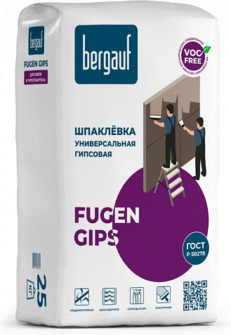 Шпатлевка гипсовая Bergauf Fugen Gips, универсальная, 25 кг купить в СОМ