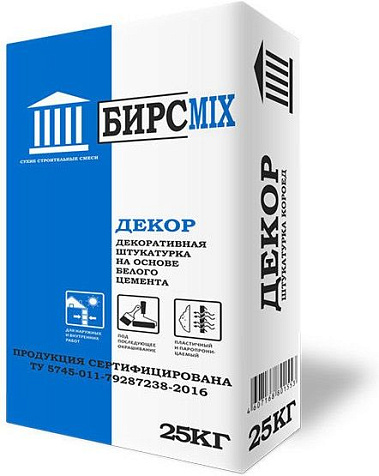 Штукатурка декоративная БИРСMIX ДЕКОР, 25 кг купить в СОМ
