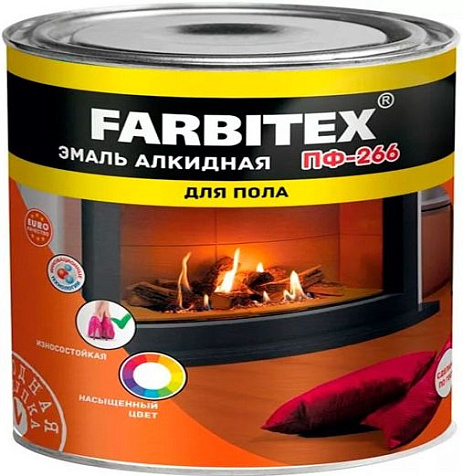 Эмаль ПФ-266 Farbitex, красно-коричневая, 5 кг купить в СОМ