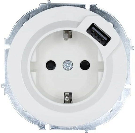 Розетка LEZARD OSEN 1-м СП, с/з + USB без рамки, белый, купить в СОМ