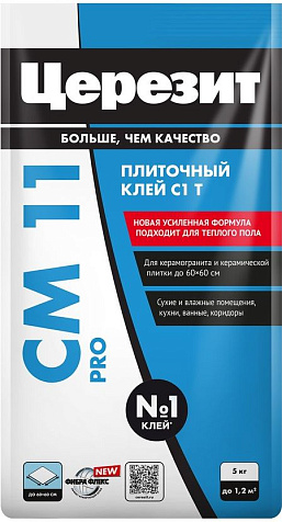 Клей для керамогранита и керамической плитки для пола и стен Церезит СМ 11 , 5 кг купить в СОМ