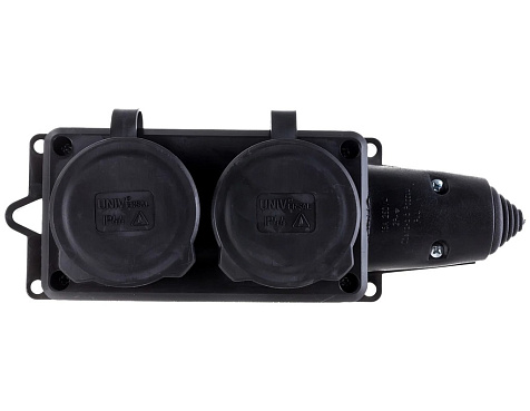 Колодка удлинителя UNIVersal Компакт, 2-м 1ф с заглушками каучук купить в СОМ