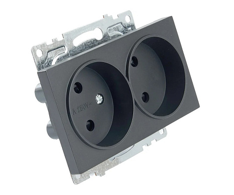 Розетка STEKKER Катрин 2-м. без заземления  черный купить в СОМ