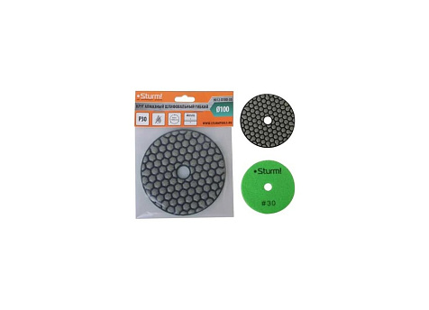 Круг алмазный гибкий STURM 9012-D100-30, Р30, 100мм, соты купить в СОМ