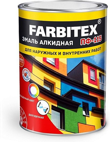 Эмаль ПФ-115 Farbitex, зеленая, 0.8 кг купить в СОМ